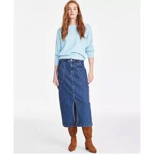 On 34th Long Maxi Cargo Denim Skirt Size 4/27 Long Jean Cotton Utility Slit